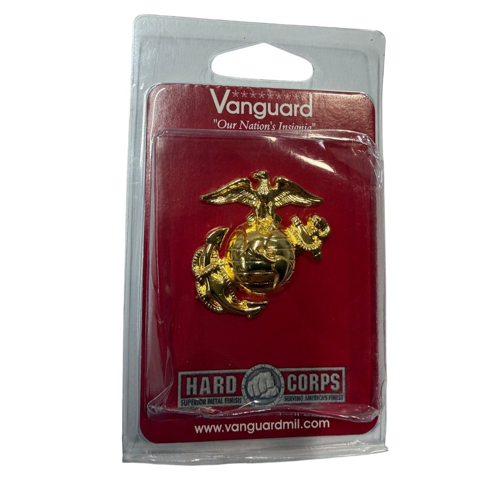 Vanguard Hard Corps USMC Eagle Globe and Anchor Gold Finish Insignia Pin New